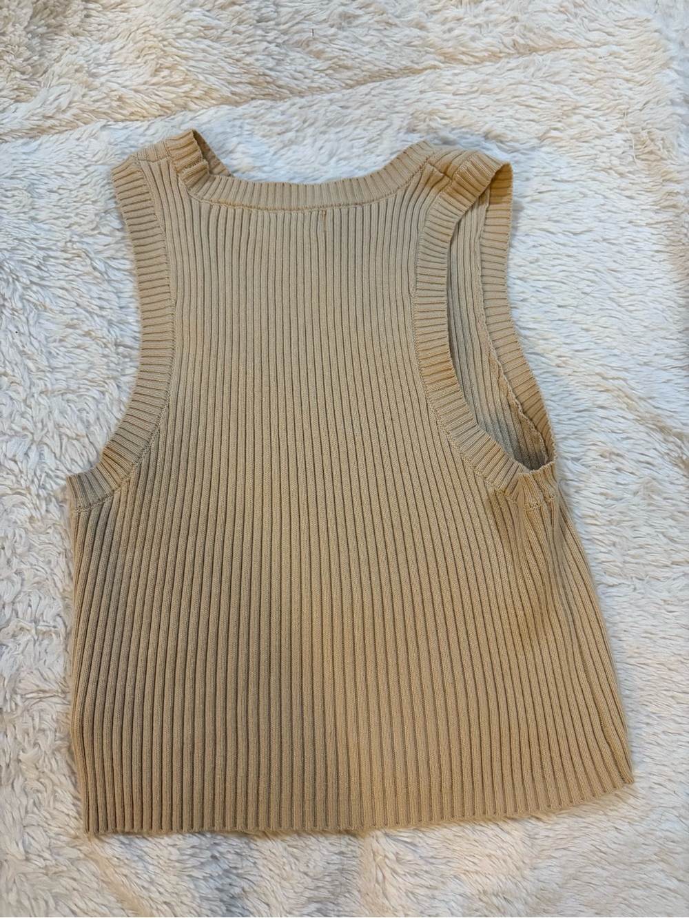 Together Ribbed Tan Knit Racerback Tank - M - Picture 3 of 4